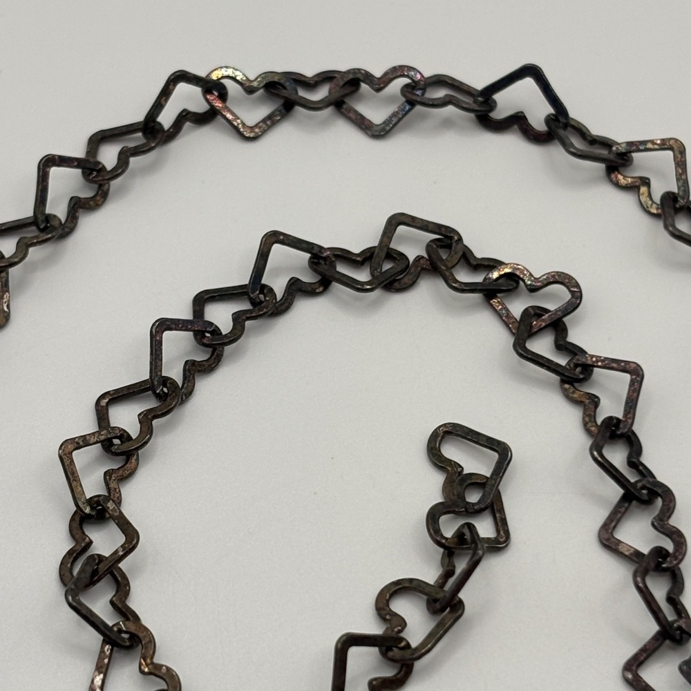 Vintage Milor Sterling Open Heart Link Necklace 16" - READ, It's been polished - Picture 4 of 6